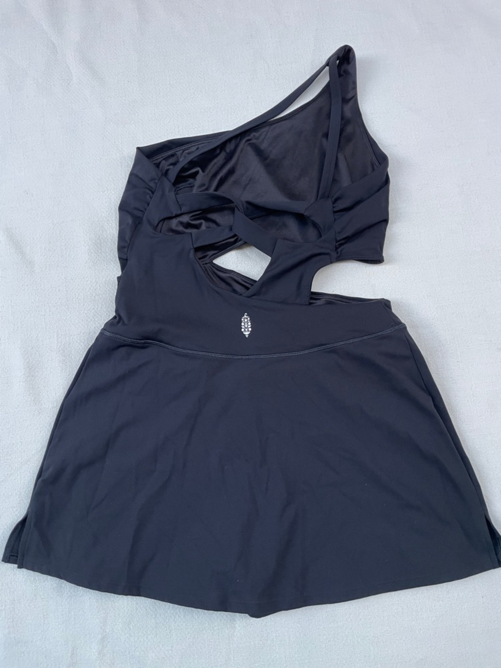 FP Movement Transcend Limits One-Shoulder Cutout Black Tennis One Piece Skortsie - Picture 6 of 16
